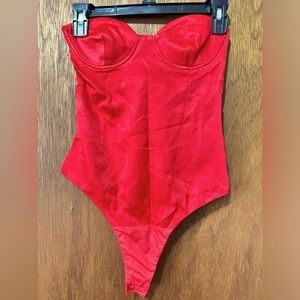 Zara new red strapless bodysuit XS